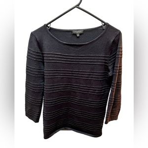 Women’s medium black, ribbed detailed, 3/4 sleeve sweater